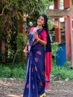 Dark Blue Jacquard Saree