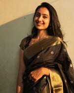 Elegant Black Jacquard Saree