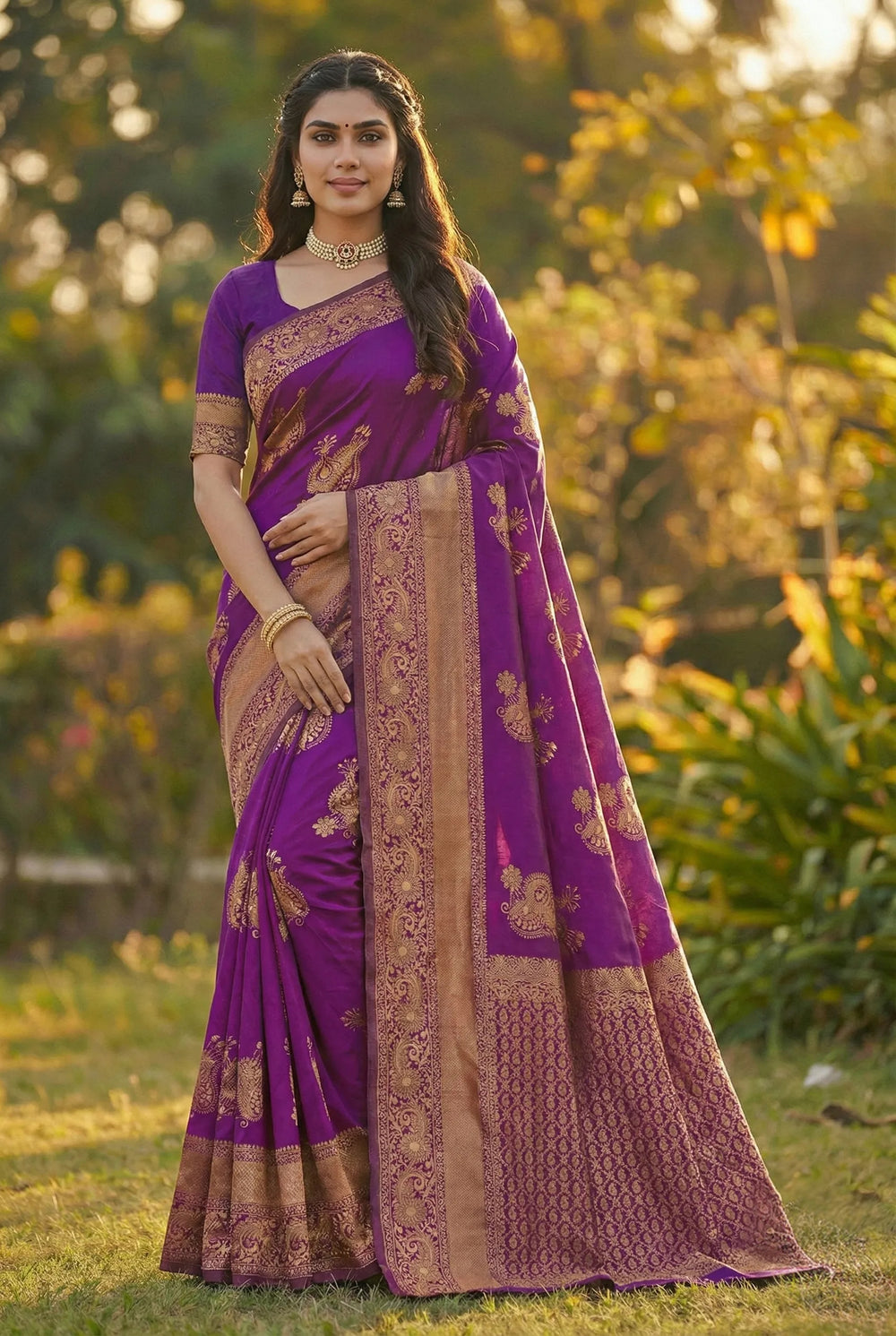 Luxurious Wine Jacquard Silk Saree with Rich Woven Detailing | Festive & Evening Elegance