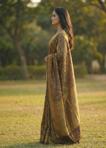 Premium Coffee Brown Jacquard Saree for Women – Elegant Festive & Party Wear