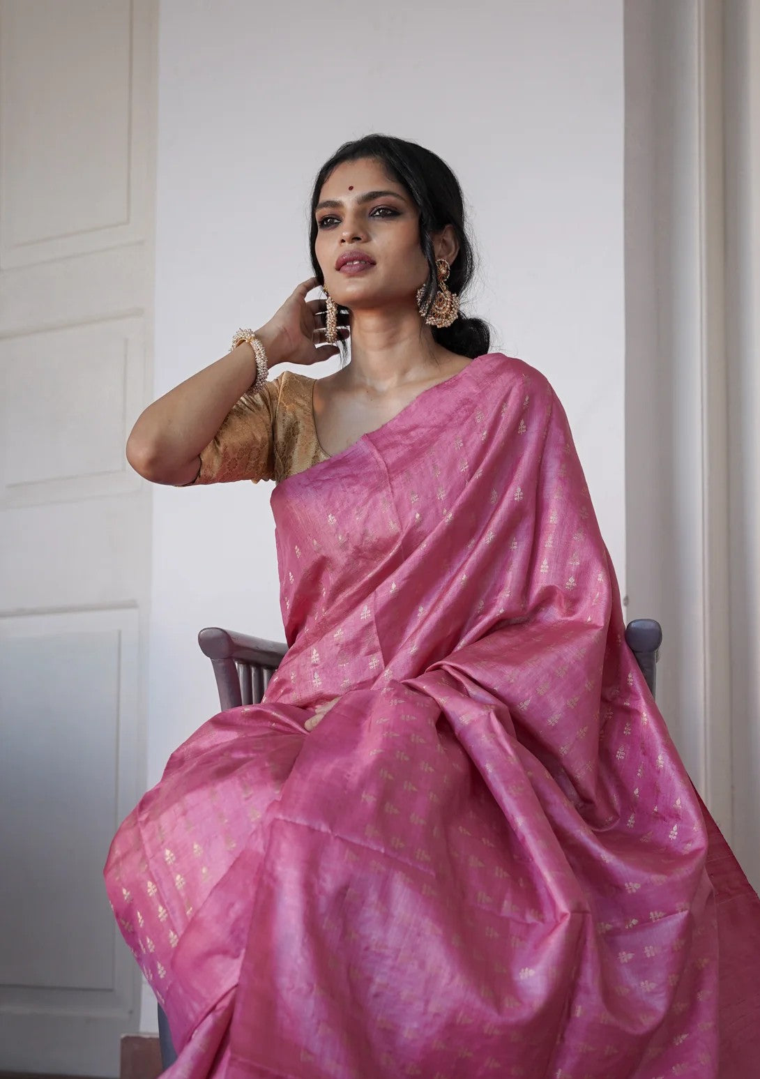 Charming Pink Jacquard Saree
