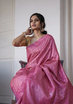 Charming Pink Jacquard Saree
