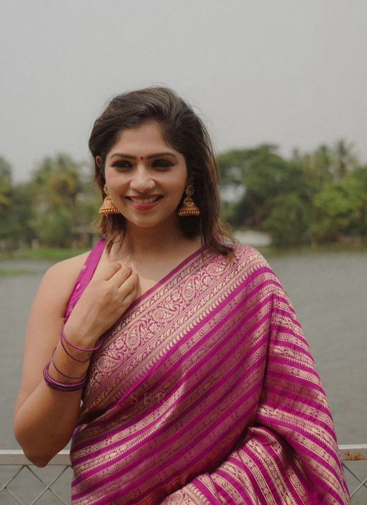 Blush Pink Jacquard Saree