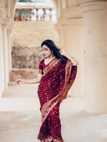 Rich Maroon Jacquard Saree