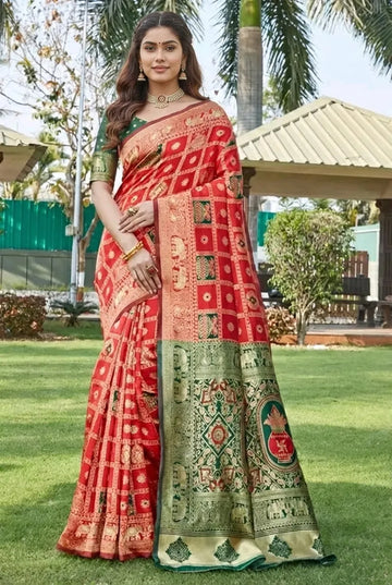 Pure Soft Silk Red Color Patola Saree