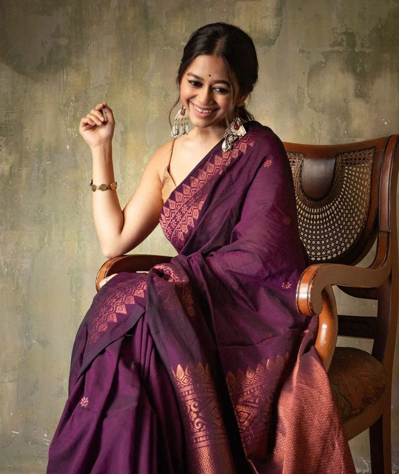 Luxury Wine Jacquard Saree