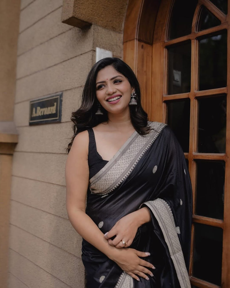 Elegant Black Jacquard Saree