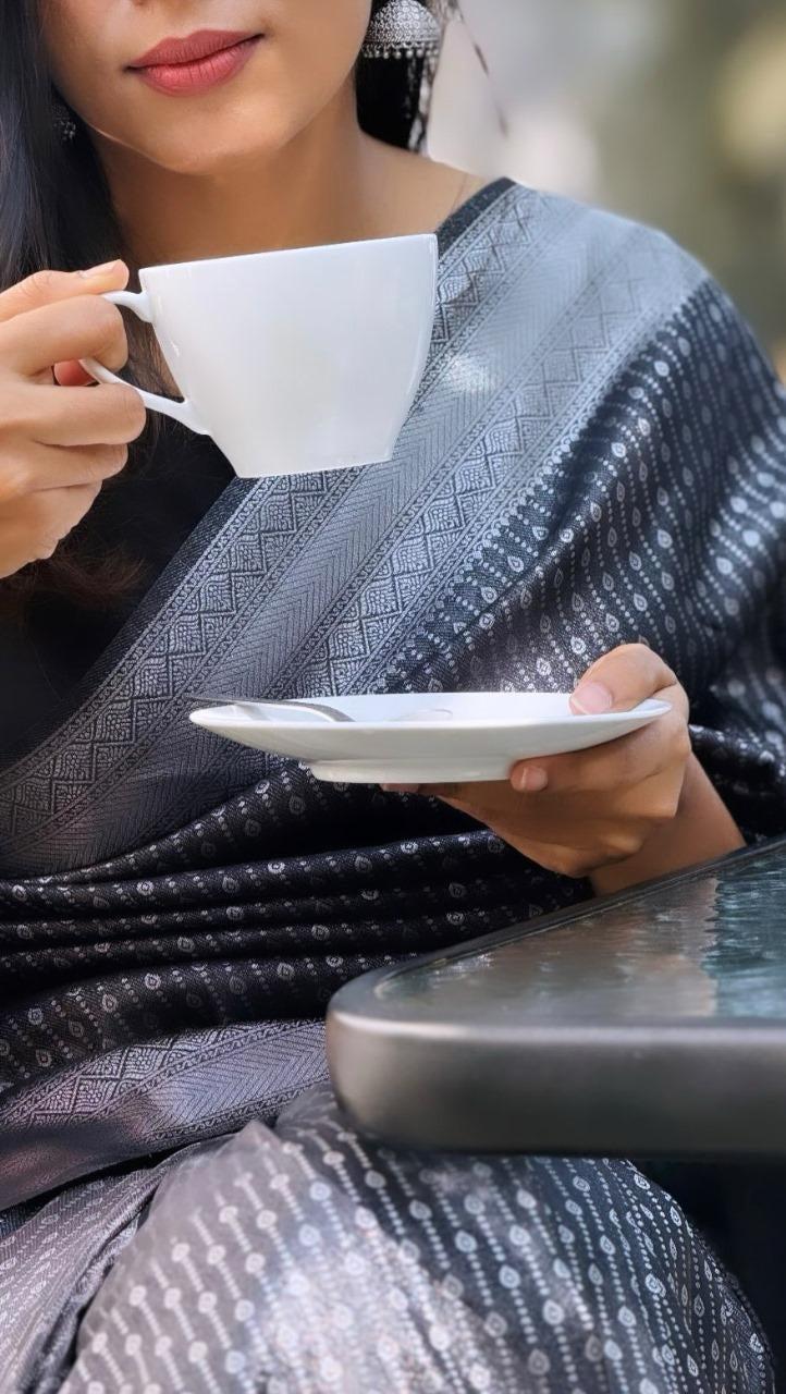Black Jacquard Saree