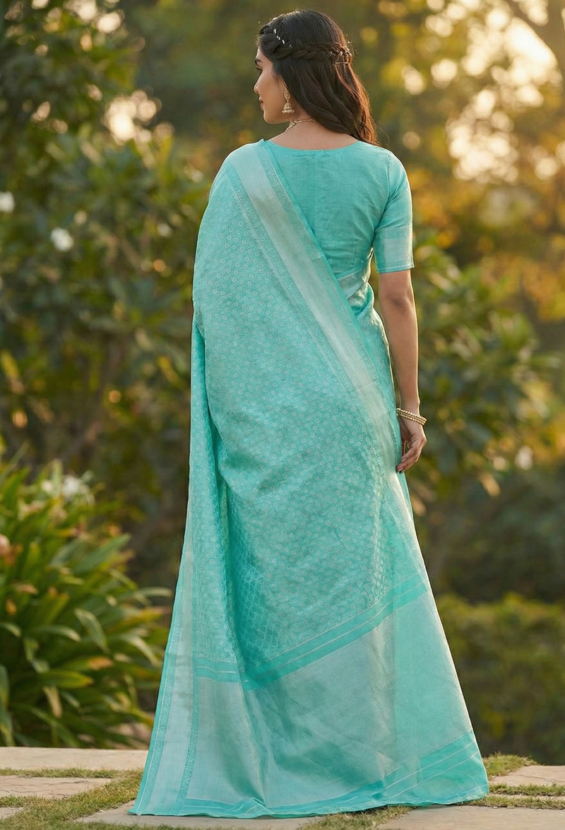 Elegant Sky Blue Jacquard Saree