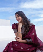 Royal Wine Jacquard Saree