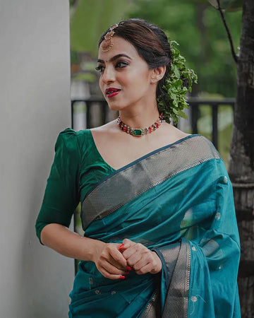Tea Blue Jacquard Saree – Elegant, Soft & Stylish Ethnic Wear