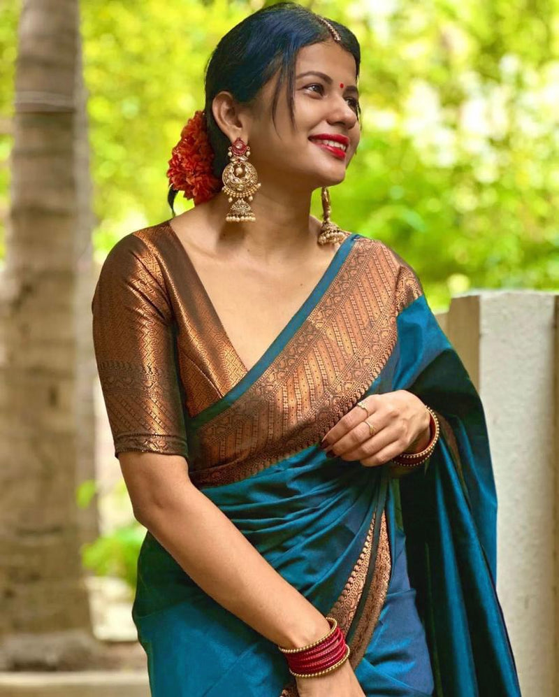 Dark Blue Jacquard Saree