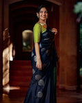 Majestic Dark Blue Jacquard Saree for Weddings, Festivals & Elegant Evenings