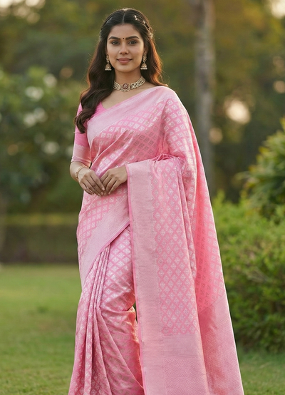 Pink Jacquard Saree