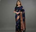 Navy Blue Jacquard Saree