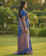 Navy Blue Jacquard Saree