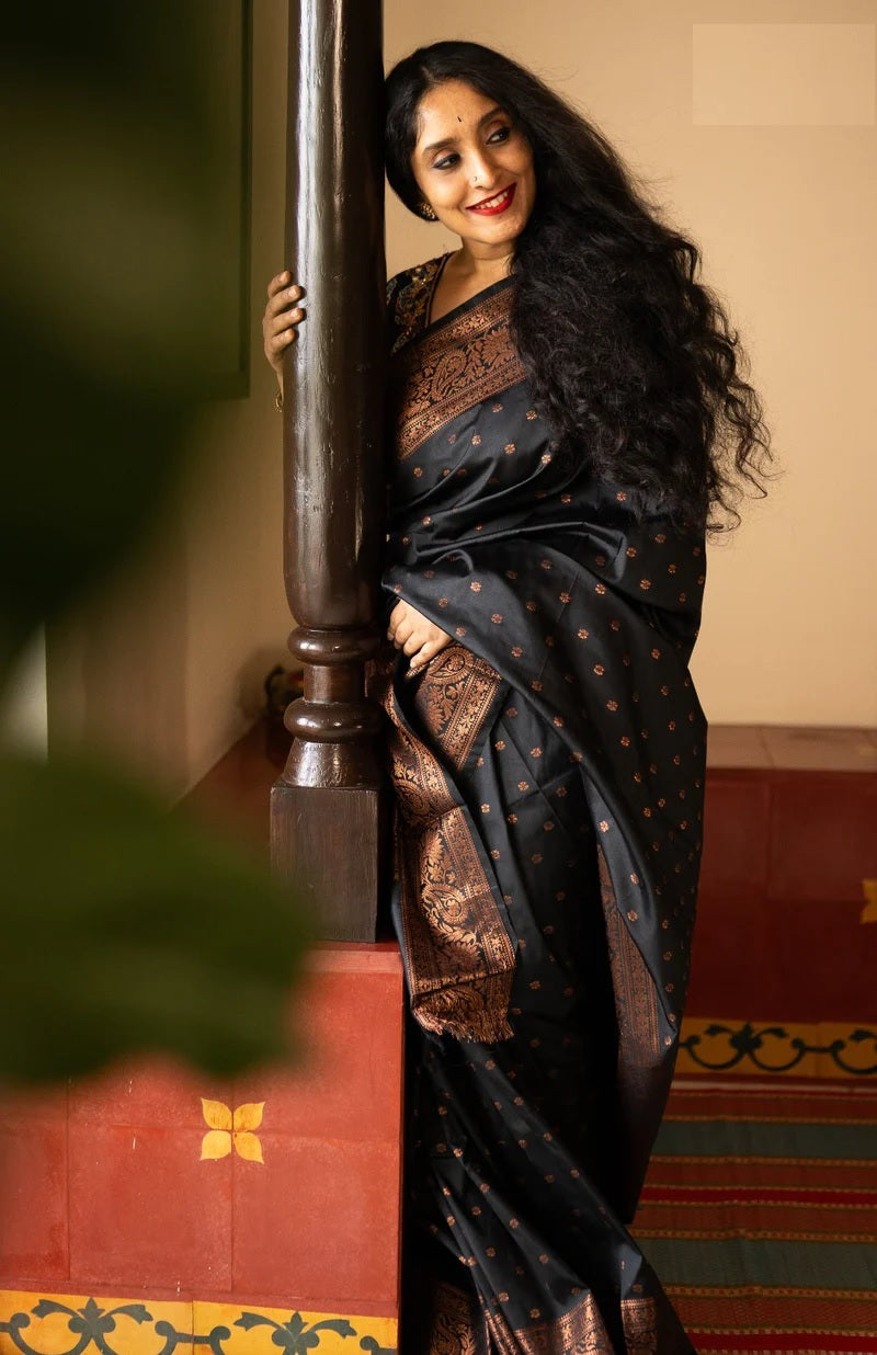 Classic Black Jacquard Saree