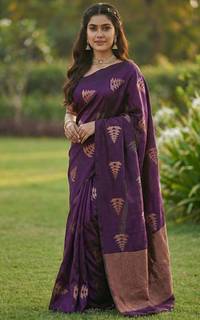 Stunning Purple Jacquard Saree – Elegant Indian Ethnic Wear for Festive Occasions