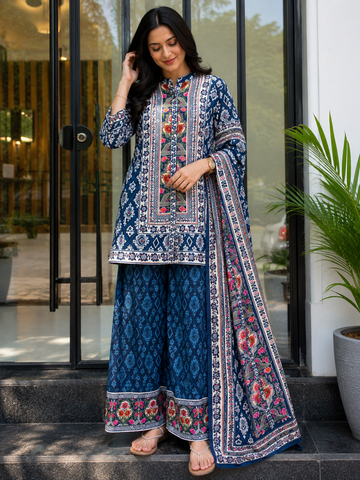 Women's Pure Natural Crape Floral Printed Co-Ord Set