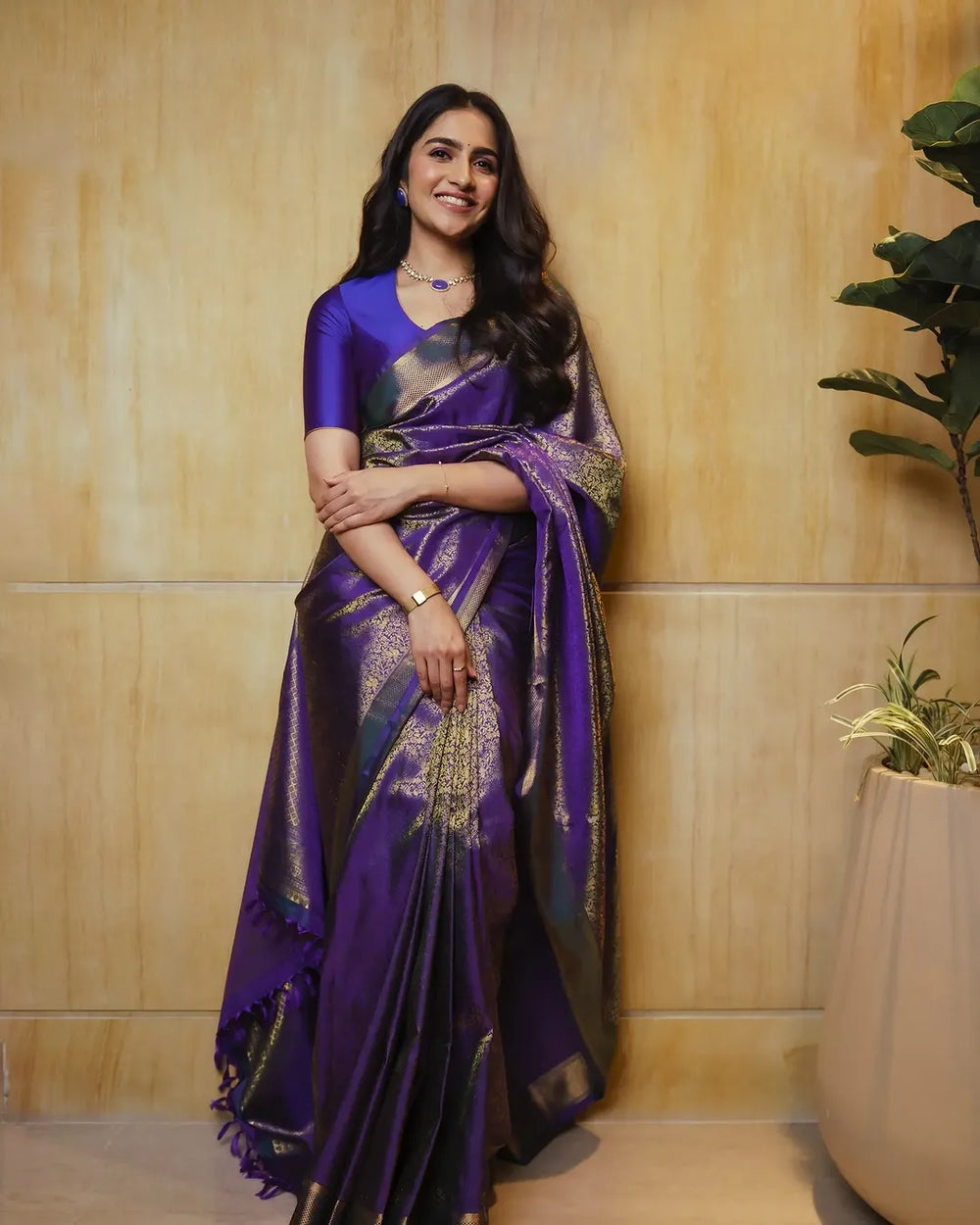 Royal Dark Purple Jacquard Saree