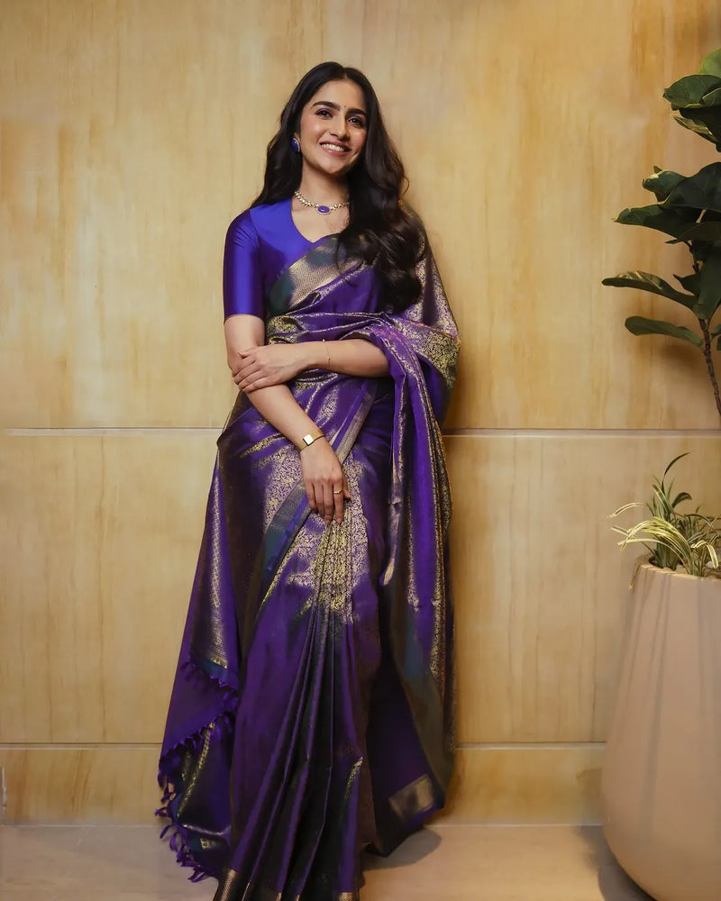 Royal Dark Purple Jacquard Saree