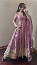 Peach Blossom Elegant Fandy Silk Anarkali Suit Set