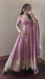 Peach Blossom Elegant Fandy Silk Anarkali Suit Set