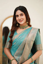 Tea Blue Jacquard Saree