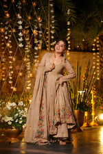 Champagne Ivory Cruncy Silk Anarkali Suit Set