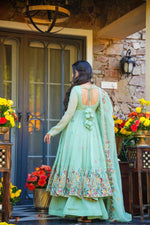 Mint Green Embroidered Anarkali Suit Set