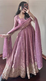 Peach Blossom Elegant Fandy Silk Anarkali Suit Set