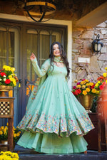 Mint Green Embroidered Anarkali Suit Set
