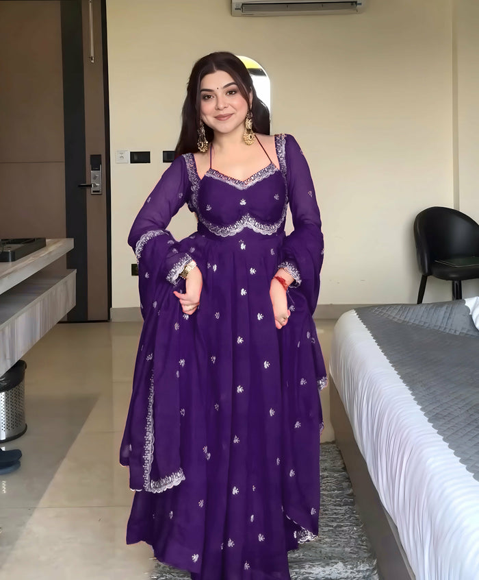 Neha Elegant Purple Festival Anarkali Suit Set