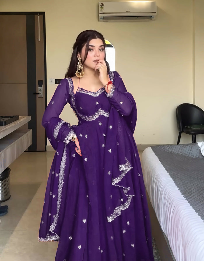 Neha Elegant Purple Festival Anarkali Suit Set