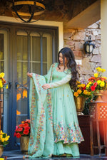 Mint Green Embroidered Anarkali Suit Set