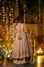 Champagne Ivory Cruncy Silk Anarkali Suit Set