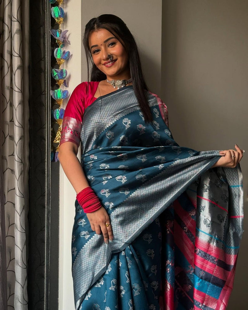 Blue Jacquard Saree