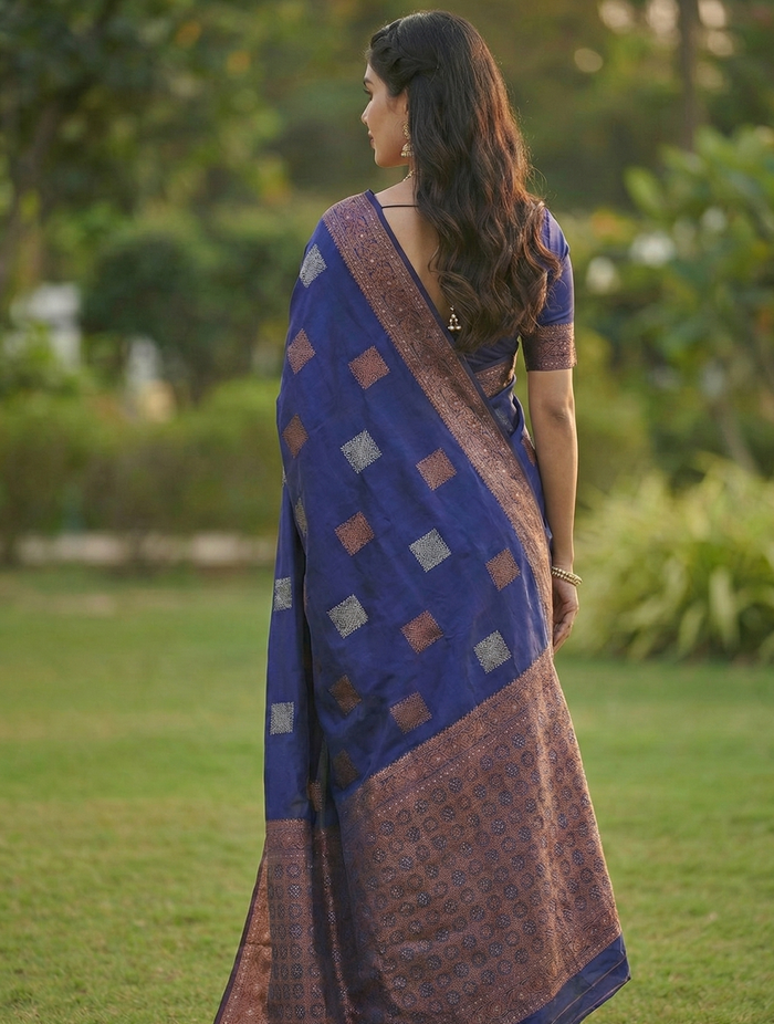 Royal Blue Jacquard Saree – Premium Woven Saree for Festive & Everyday Elegance