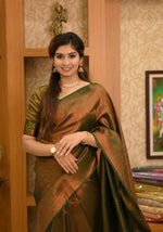 Elegant Brown Jacquard Saree