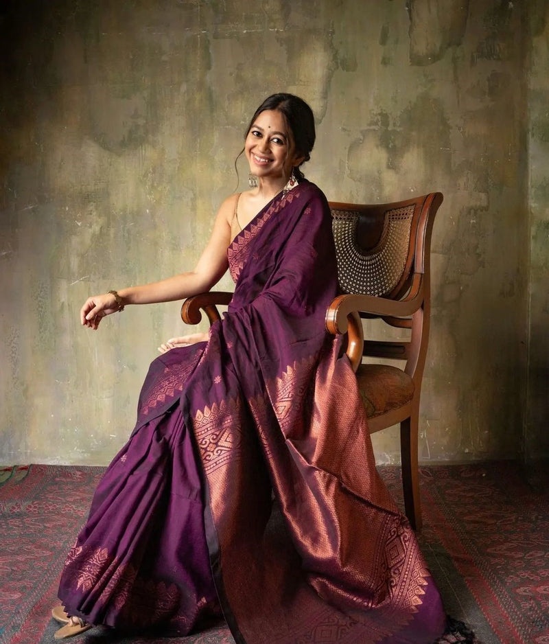 Luxury Wine Jacquard Saree
