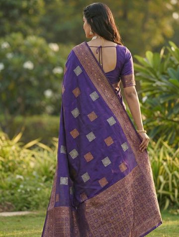 Purple Jacquard Saree – Luxurious Woven Elegance in a Royal Hue
