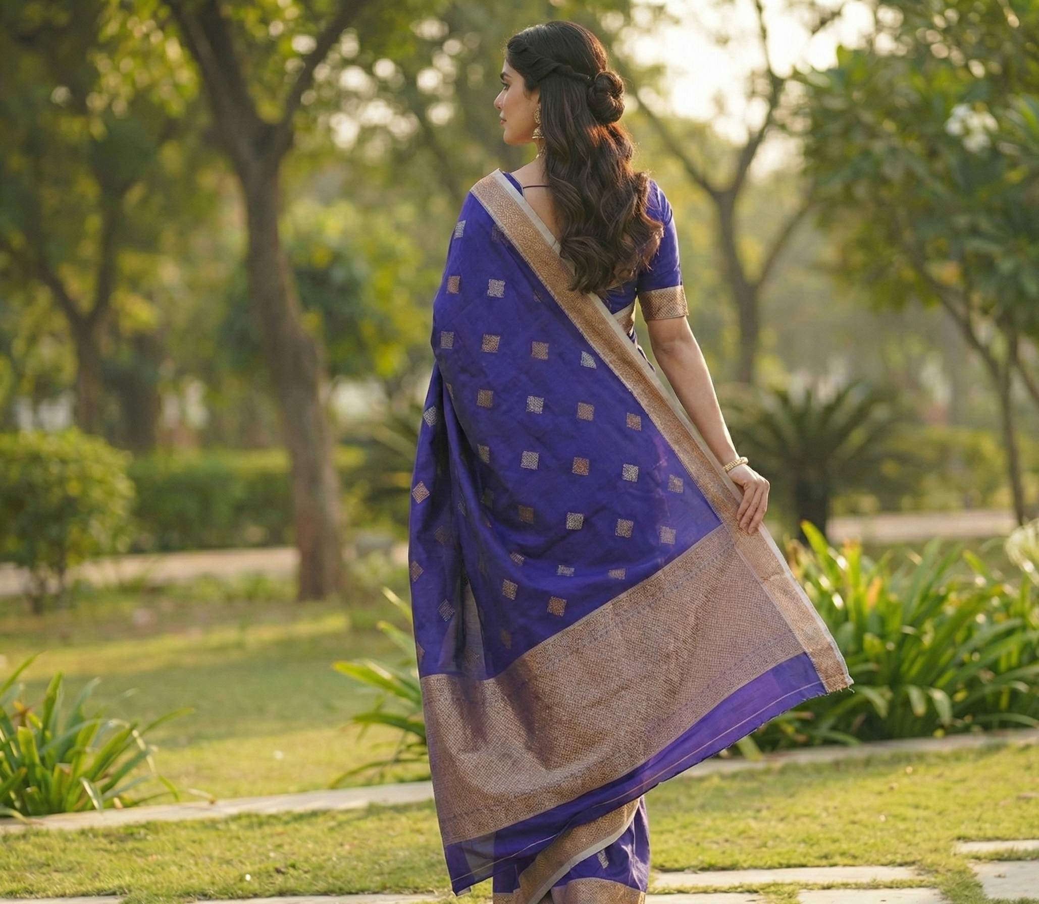 Royal Blue Jacquard Saree