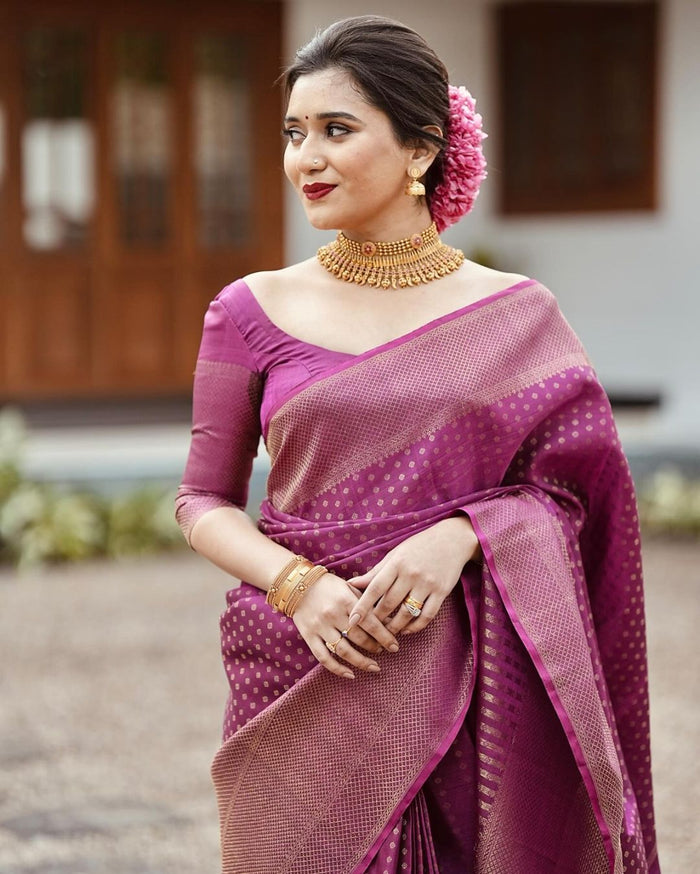 Royal Purple Jacquard Saree – Premium Festive & Wedding Wear Elegance