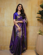 Royal Dark Purple Jacquard Saree
