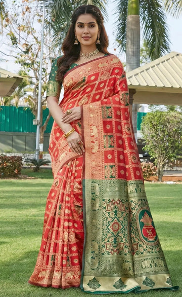 Pure Soft Silk Red Color Patola Saree