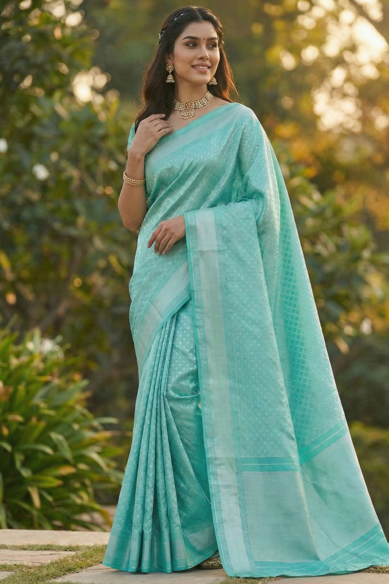 Elegant Sky Blue Jacquard Saree