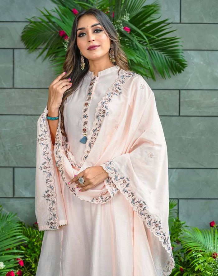 Delicate Embroidery Soft Muslin Cotton Traditional Set