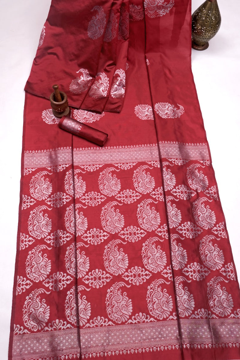 Elegant Maroon Jacquard Saree