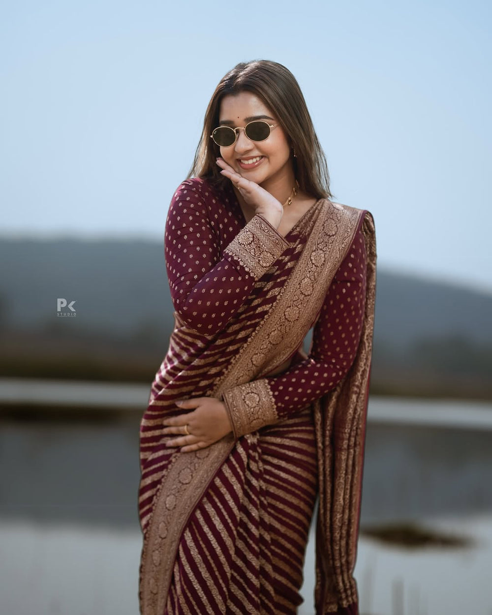 Maroon Jacquard Saree