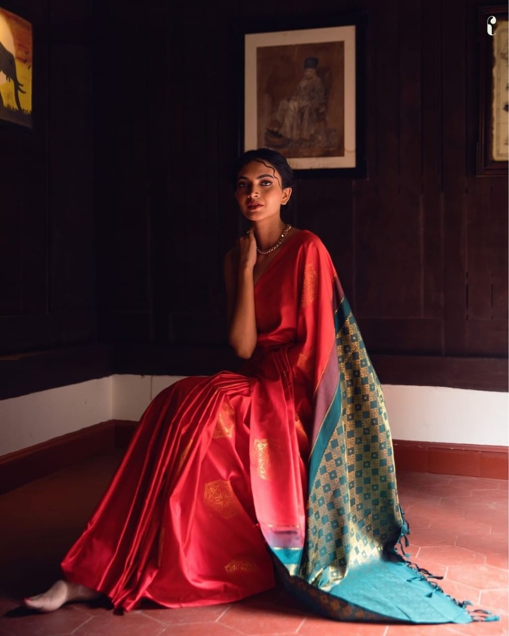 Radiant Red Jacquard Saree